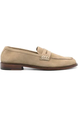 Manolo Blahnik Perry loafers i ruskind med penny-slot-detalje