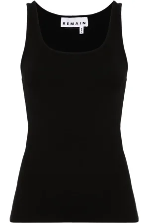 REMAIN Ribbet tanktop med dyb halsudskæring