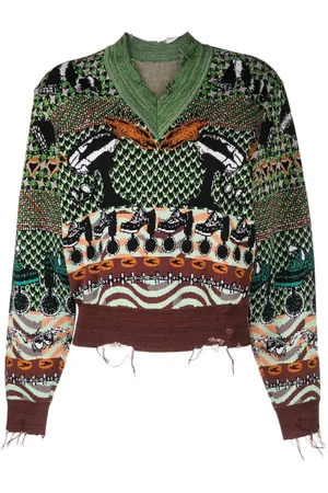 JNBY Intarsia-strikket trøje med slitageeffekt