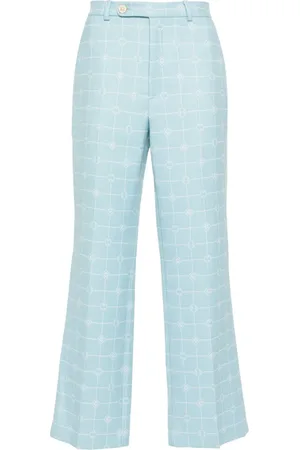 Casablanca Bukser med lige ben og logo-windowpane