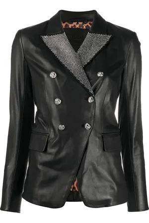 Philipp Plein Dobbeltradet blazer med krystaludsmykning