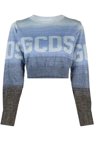 GCDS Intarsiastrikket cropped trøje med logo