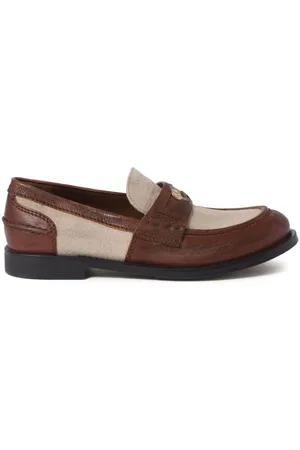 Miu Miu Loafers med paneler og penny-applikation