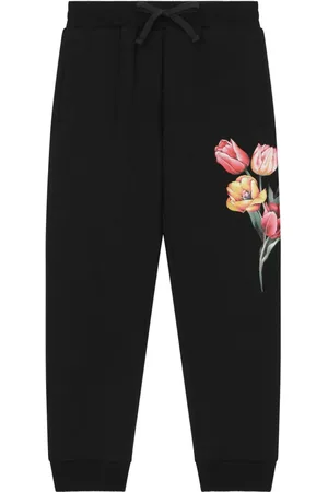 Dolce & Gabbana Joggingbukser i bomuld med blomstret tryk