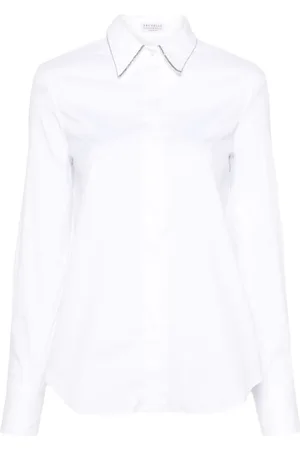 Brunello Cucinelli Poplin-skjorte med Monili-kæde