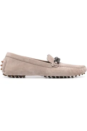 Brunello Cucinelli Loafers i ruskind med monili-rem