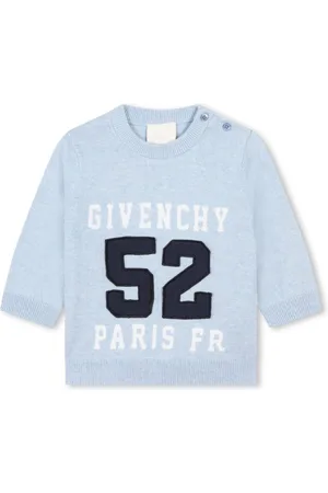 Givenchy Intarsiastrikket trøje med rund hals og logo