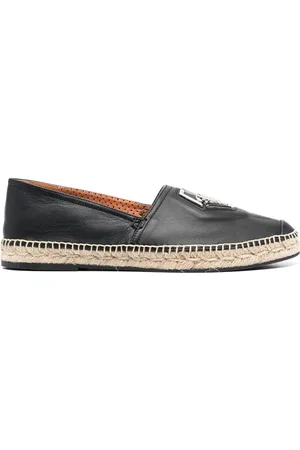 Philipp Plein Espadriller i læder med logoplade