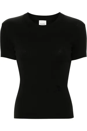Nanushka Cropped T-shirt med broderet logo