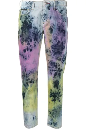 Philipp Plein Blegede boyfriend-jeans med batiktryk
