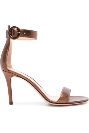 Gianvito Rossi Portofino 85mm sandaler med metallisk læder