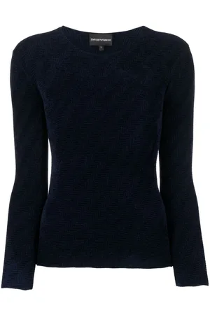 Emporio Armani Chevron-mønstret trøje med rund hals