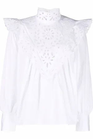 Chloé Broderie anglaise-bluse med høj hals