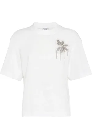 Brunello Cucinelli T-shirt med perleudsmykning