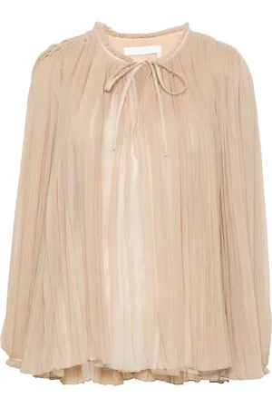 Chloé Halvgennemsigtig plisseret bluse