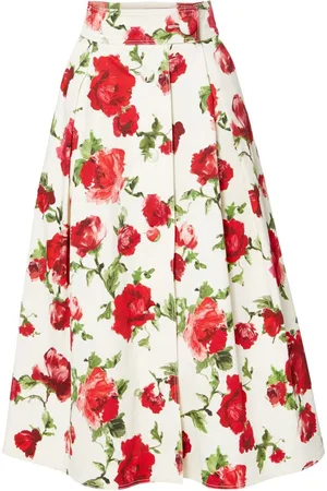 Carolina Herrera Nederdel med blomstertryk og A-snit