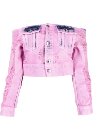 GCDS Denimjakke med slitageeffekt