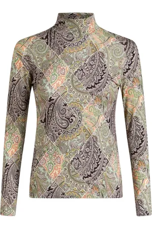 Etro Jerseytop i uld med patchwork-tryk