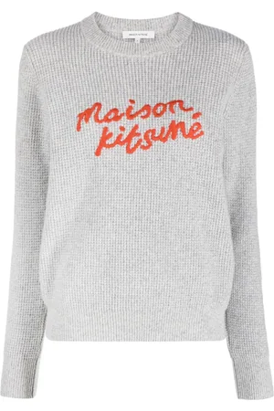 Maison Kitsuné Vaffelstrikket trøje med logobroderi