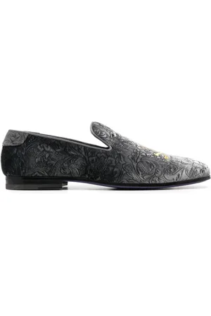 Philipp Plein Loafers i velour med broderet dødningehoved