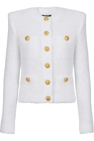 Balmain Miami tweed-jakke med logoknapper