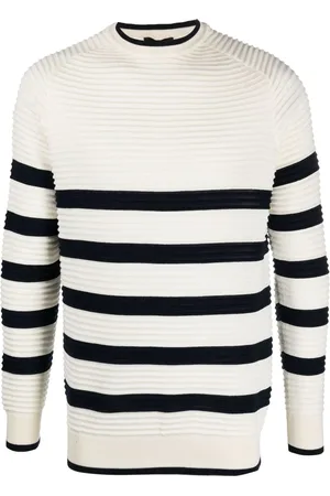 Emporio Armani Ribstrikket sweater med striber
