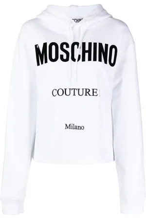 Moschino Cropped hættetrøje med logotryk