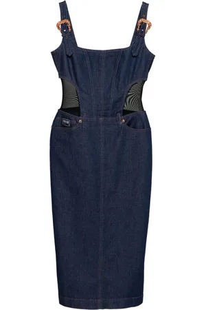 VERSACE Midi-kjole i denim med spænderem