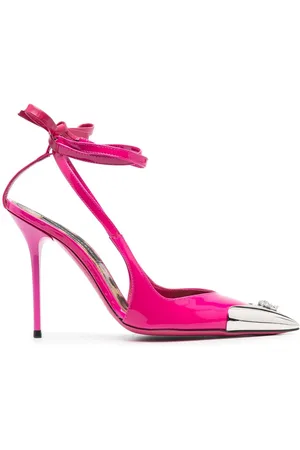 Philipp Plein 105mm pumps i læder med krystaludsmykket dødningehoved