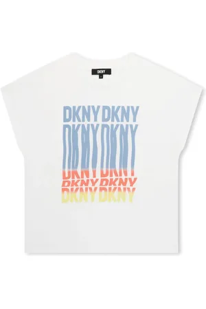 DKNY T-shirt med logotryk og rund hals