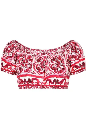 Dolce & Gabbana Cropped top med Majolica-tryk