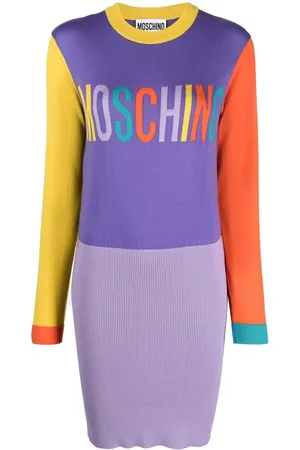 Moschino Sweater-kjole med intarsiastrikket logo