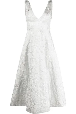 Serafini Kjole med blomsterbroderi og V-hals