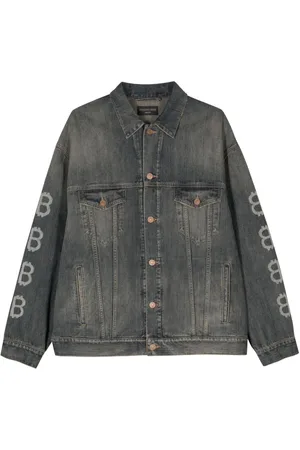 Balenciaga Denimjakke med logotryk og knapper