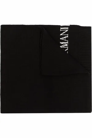 Emporio Armani Intarsia-strikket tørklæde med logo