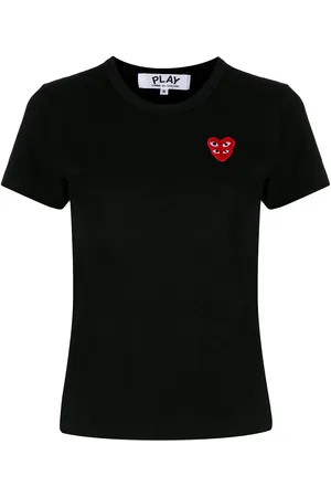 Comme des Garçons Kortærmet T-shirt med hjerte-mærke