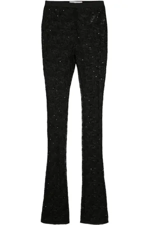 Alessandra Rich Semi-gennemsigtige leggings med blomstrede blonder