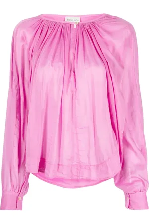 FORTE FORTE Halvgennemsigtig plisseret bluse