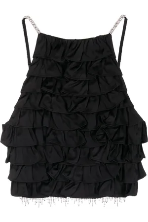 Shushu/Tong Cropped top med krystaludsmykning og flæser
