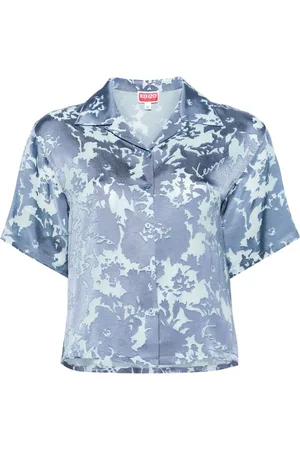 Kenzo Cropped skjorte med blomster og kamuflagetryk