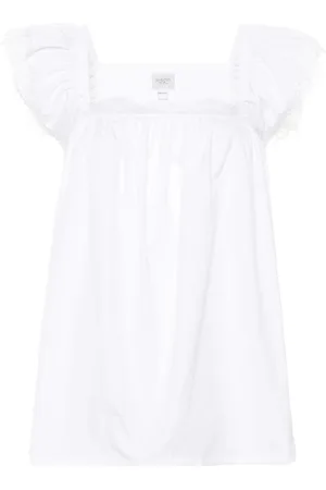 Giambattista Valli Poplin-bluse med blondekant