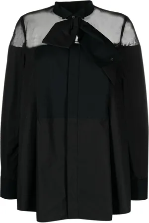 SACAI Skjorte med gennemsigtig panel og ruchet detalje