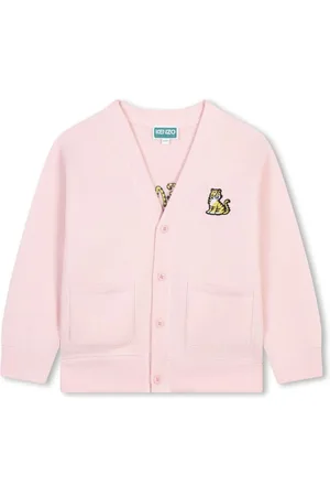 Kenzo Cardigan i fleece-tekstur med tiger-applikation