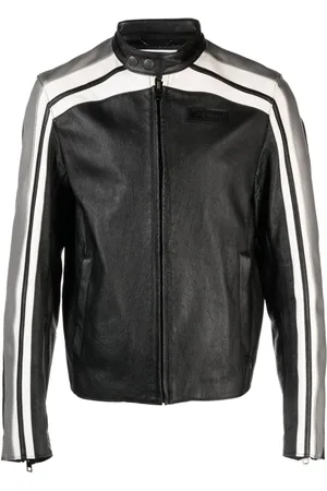 Moschino Bikerjakke i læder med logomærke