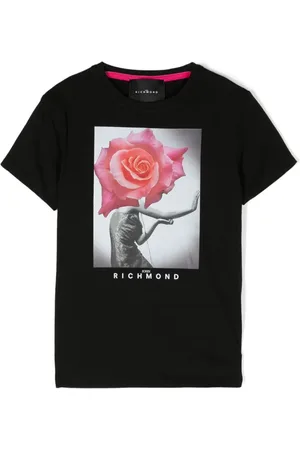 John Richmond T-shirt med rund hals og logotryk