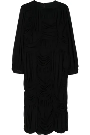Comme des Garçons Mellemlang kjole med draperinger