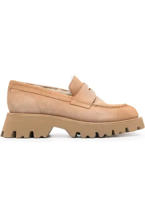 santoni Penny-slot loafers i ruskind