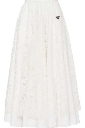 Prada Midi nederdel med blonde-blomster