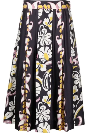 Tory Burch Plisseret nederdel i silke med blomstertryk