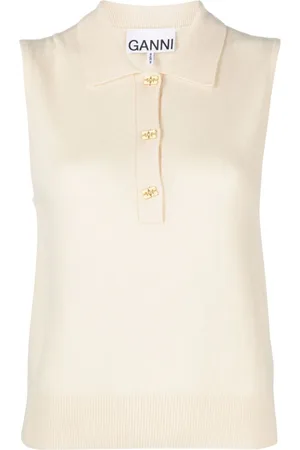 Ganni Vest i strik med logoknapper